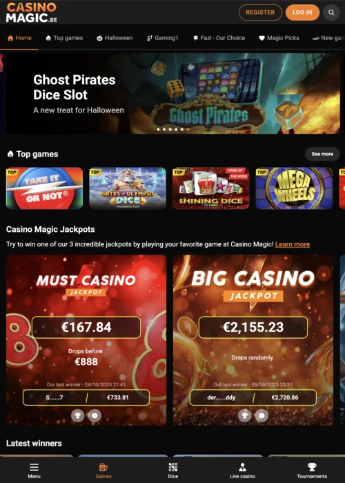 Premium online casino hoofdpagina met live dealers en VIP tafelspellen MagicWins Casino